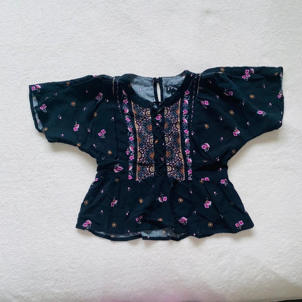 Black floral girls top